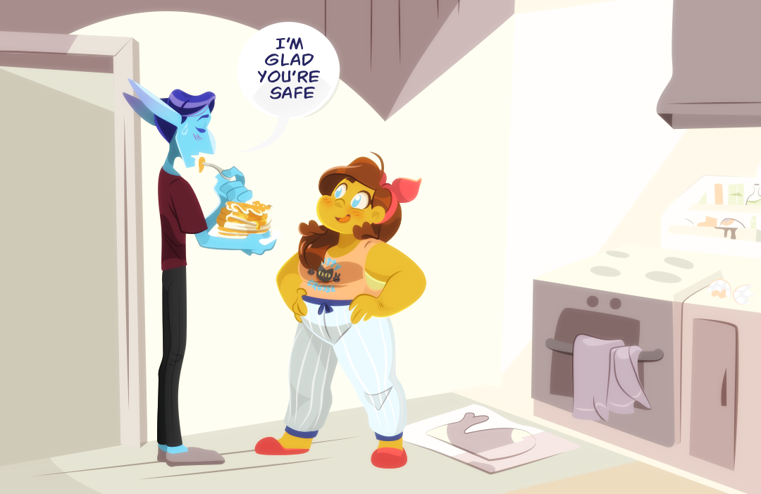 Veil sighs, then continues to eat. "I'm glad you're safe.", he admits between bites.