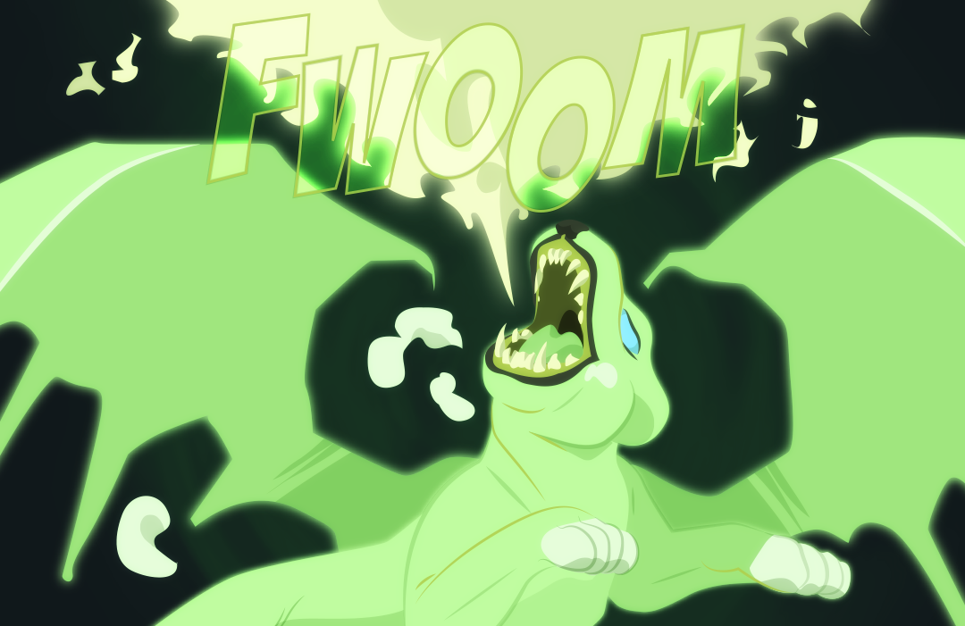 FWOOM! The manticore lioness shoots out an impressive display of her fire breathing ability.