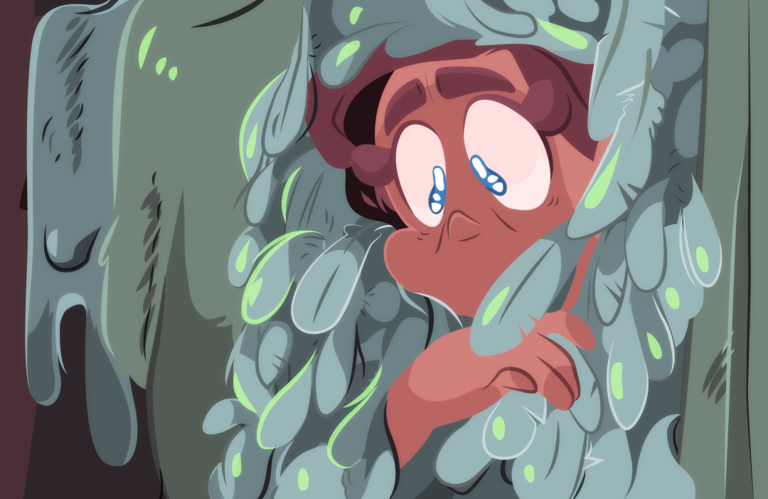 She sinks deeper into the pelts, her eyes glistening with tears.