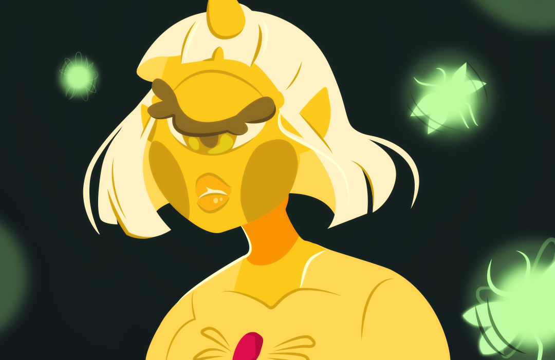 She thinks about the cyclops girl, once beautiful and golden to her.