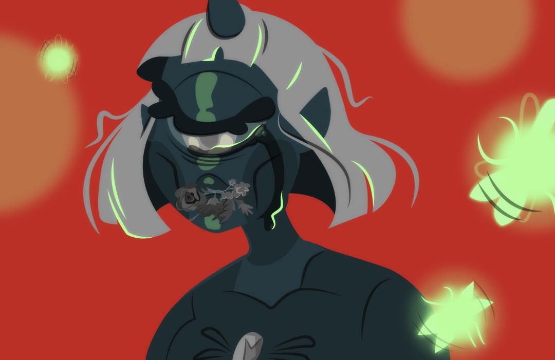 Now frail and lifeless, with dried foilage spilling from her mouth.