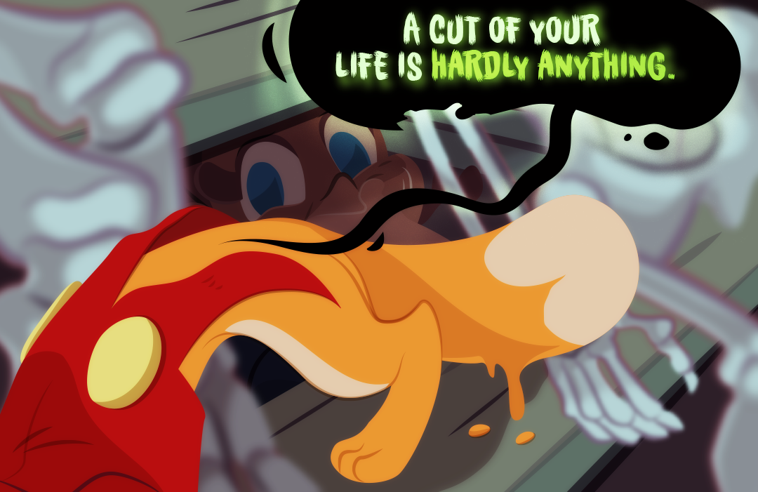 "A cut of your life is hardly anything." Barley walks past Gemini.