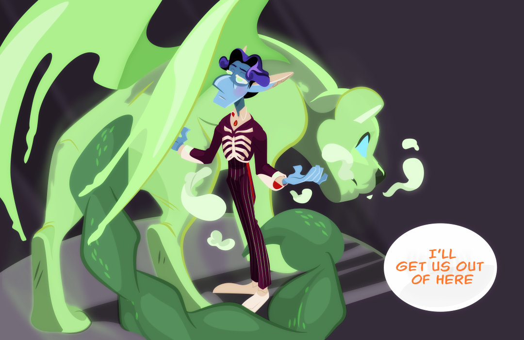 Gemini looks at Veil in the ring, still performing. "I'll get us out of here." She promises.