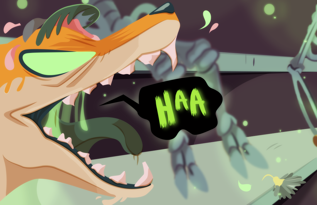 "Haa—" Barley begins a shout, having found Gemini's hiding place.