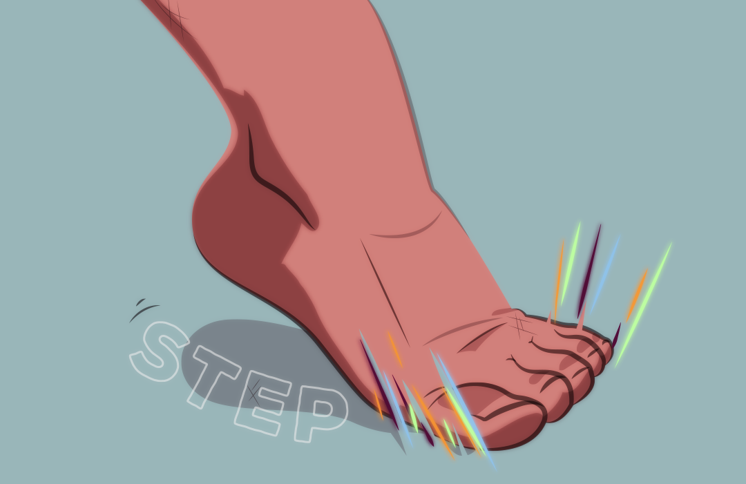 She plants a foot firmly on the ground.